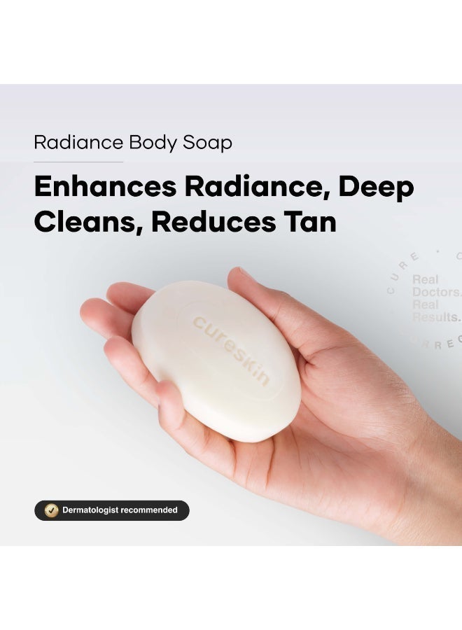 Cureskin Radiance Body Soap | For Pigmentation & Sun Damage with Alpha Arbutin, Kojic Acid and Ucuba Butter | Soap Tan Removal, 75 g (Pack of 2) - Image 3
